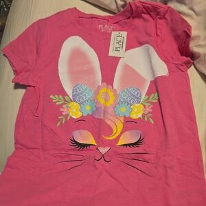 The Children's Place Hot Pink Bunny Face Floral Tee